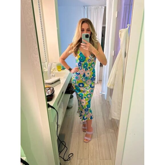 Dodo Bar Or Corinna Blue Multi Floral Dress – Women’s Size 8 (Retails $665) - Picture 1 of 13